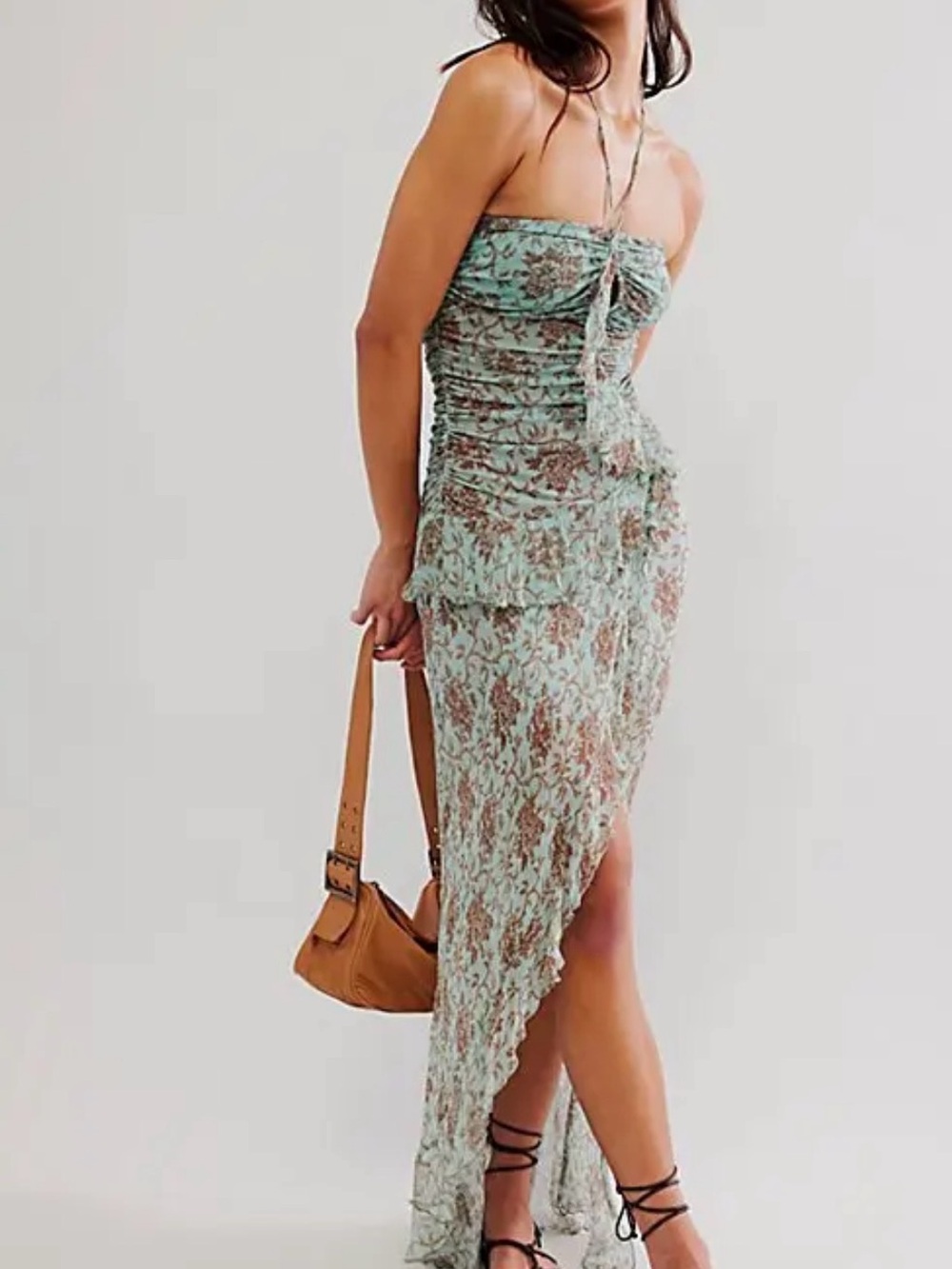 Bec & Bridge Mint and Taupe Lace High-Low Skirt